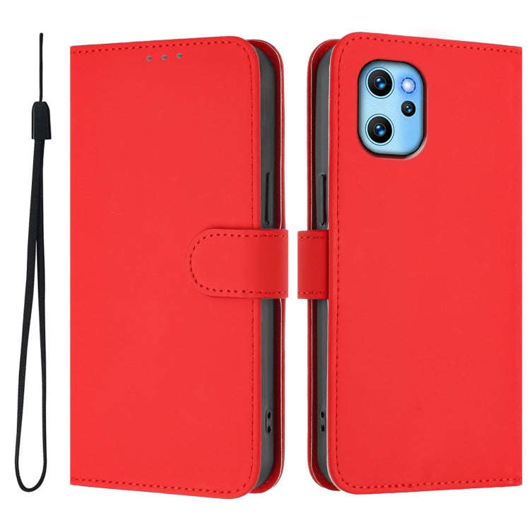 For Umidigi Power 7 Max Skin Feel Solid Color Leather Phone Case with Lanyard(Red)