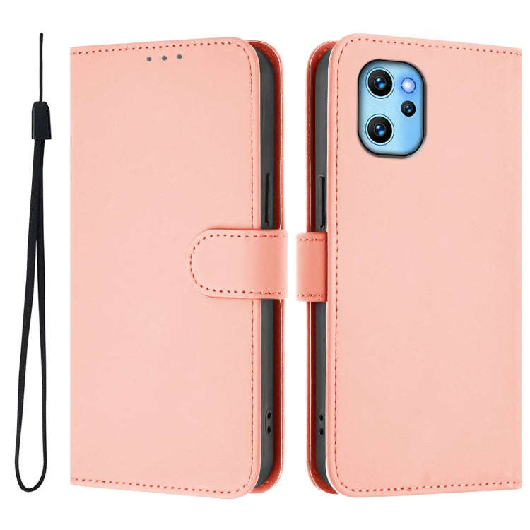 For Umidigi Power 7 Max Skin Feel Solid Color Leather Phone Case with Lanyard(Pink)