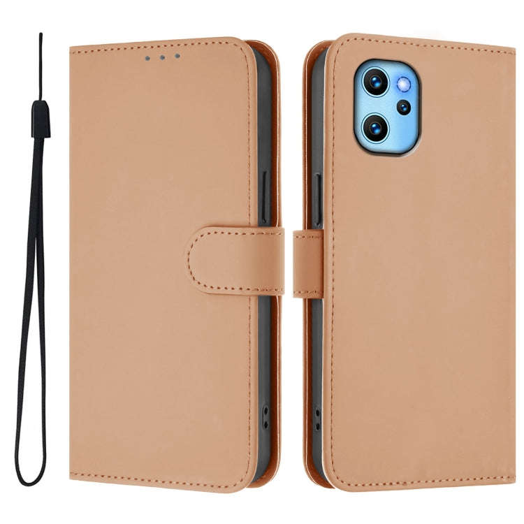 For Umidigi Power 7 Max Skin Feel Solid Color Leather Phone Case with Lanyard(Nude)