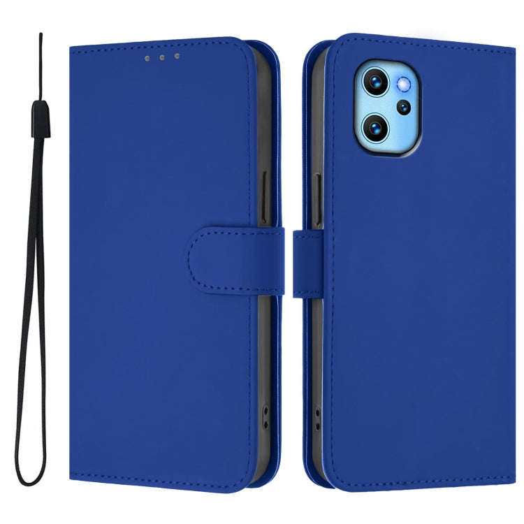 For Umidigi Power 7 Max Skin Feel Solid Color Leather Phone Case with Lanyard(Dark Blue)
