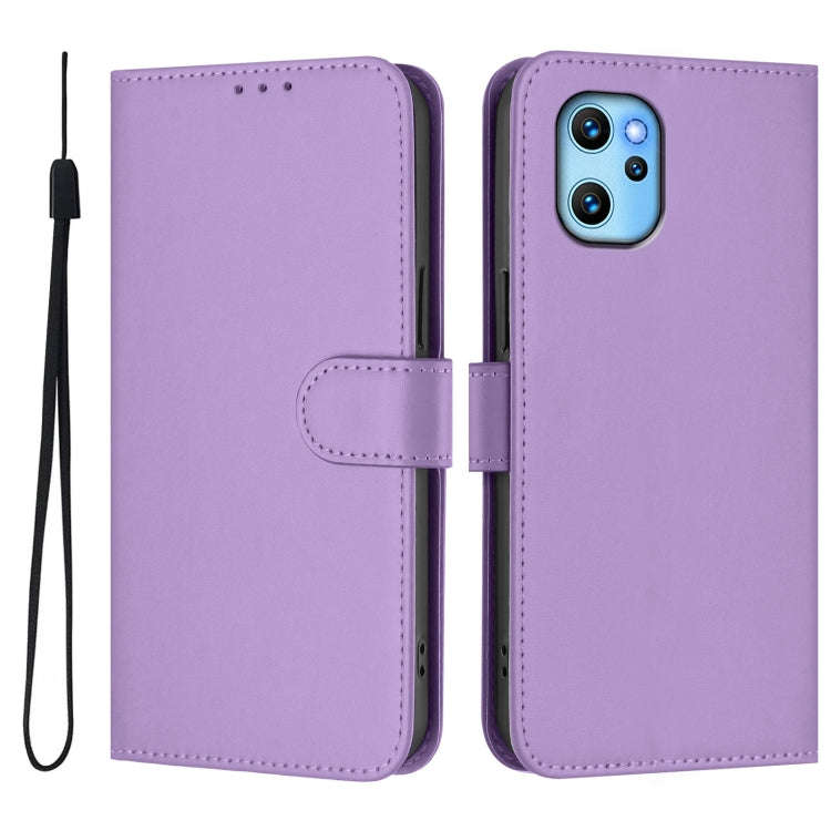 For Umidigi Power 7 Max Skin Feel Solid Color Leather Phone Case with Lanyard(Lavender Purple)