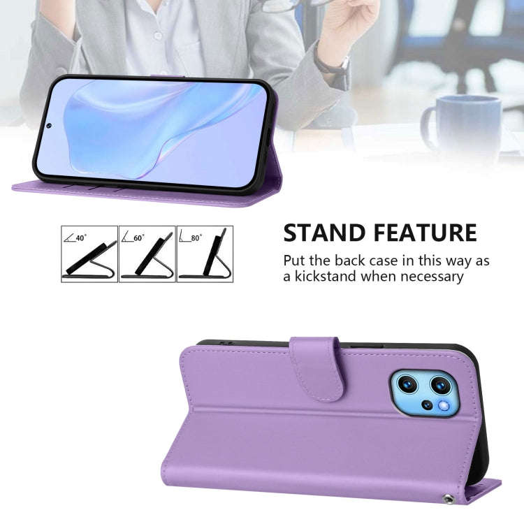 For Umidigi Power 7 Max Skin Feel Solid Color Leather Phone Case with Lanyard(Lavender Purple)