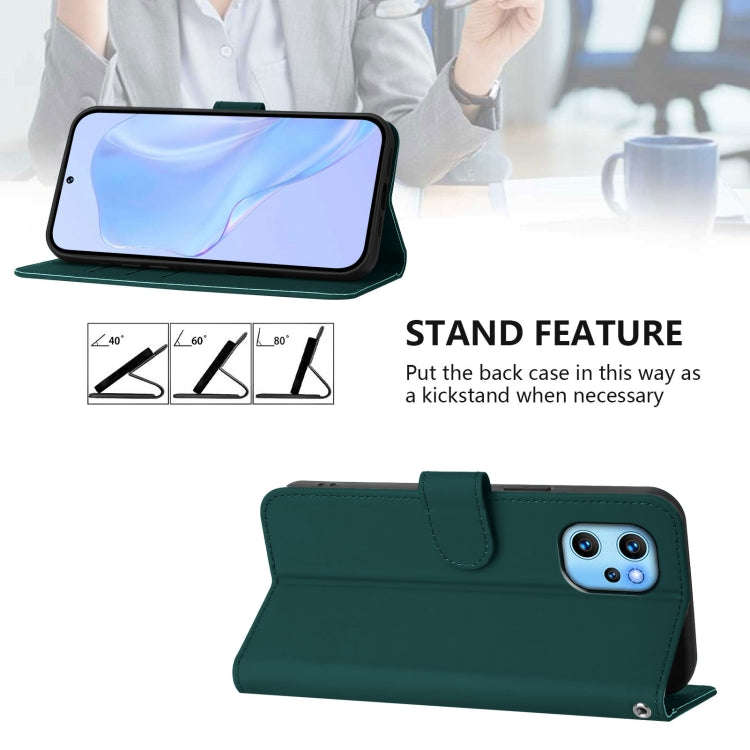 For Umidigi Power 7 Max Skin Feel Solid Color Leather Phone Case with Lanyard(Dark Green)