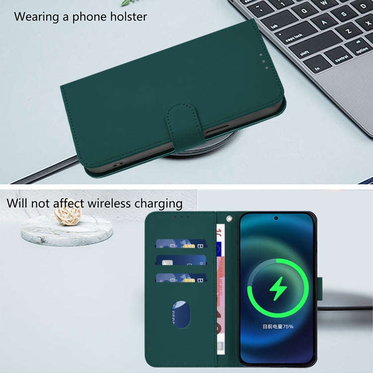 For Umidigi Power 7 Max Skin Feel Solid Color Leather Phone Case with Lanyard(Dark Green)