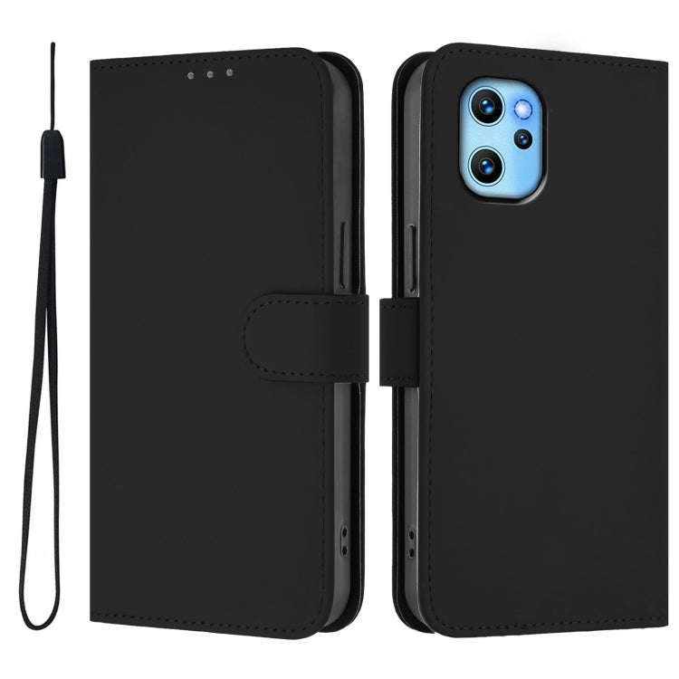For Umidigi Power 7 Max Skin Feel Solid Color Leather Phone Case with Lanyard(Black)