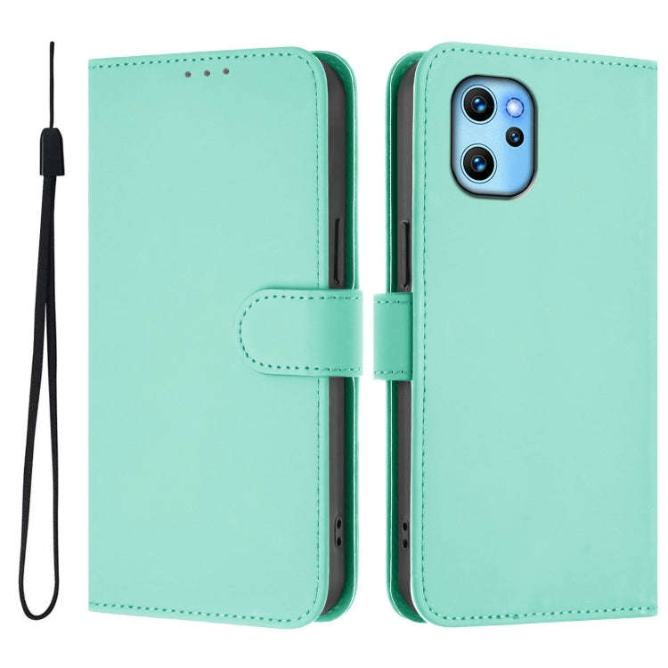 For Umidigi Power 7 Max Skin Feel Solid Color Leather Phone Case with Lanyard(Mint Green)