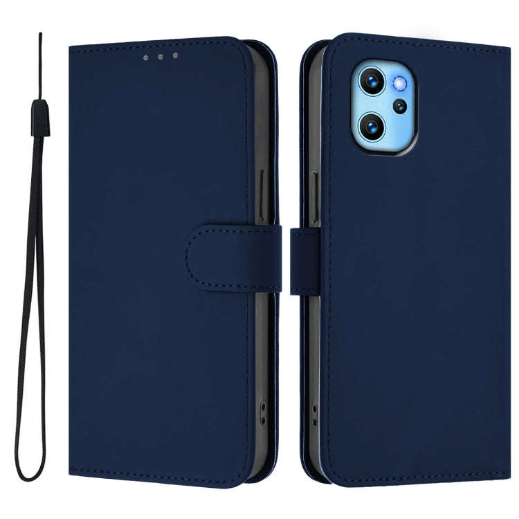 For Umidigi Power 7 Max Skin Feel Solid Color Leather Phone Case with Lanyard(Navy Blue)