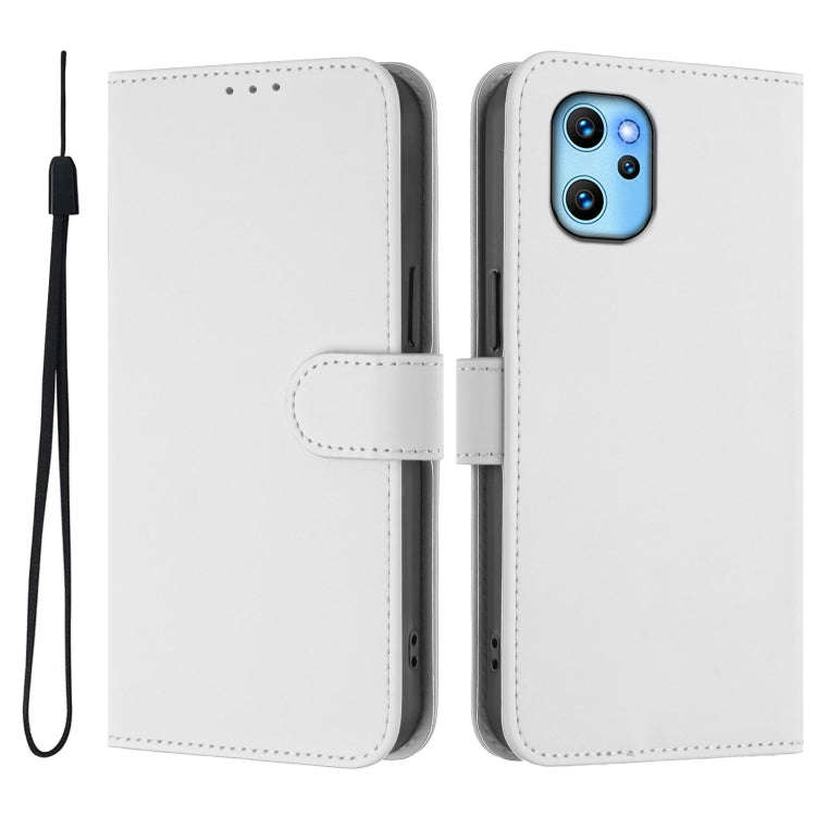 For Umidigi Power 7 Max Skin Feel Solid Color Leather Phone Case with Lanyard(White)