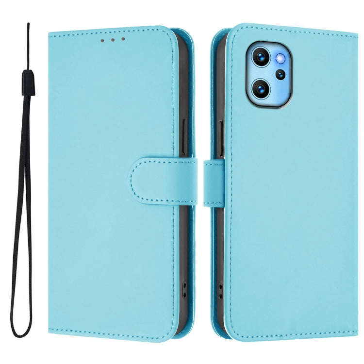 For Umidigi Power 7 Max Skin Feel Solid Color Leather Phone Case with Lanyard(Sky Blue)