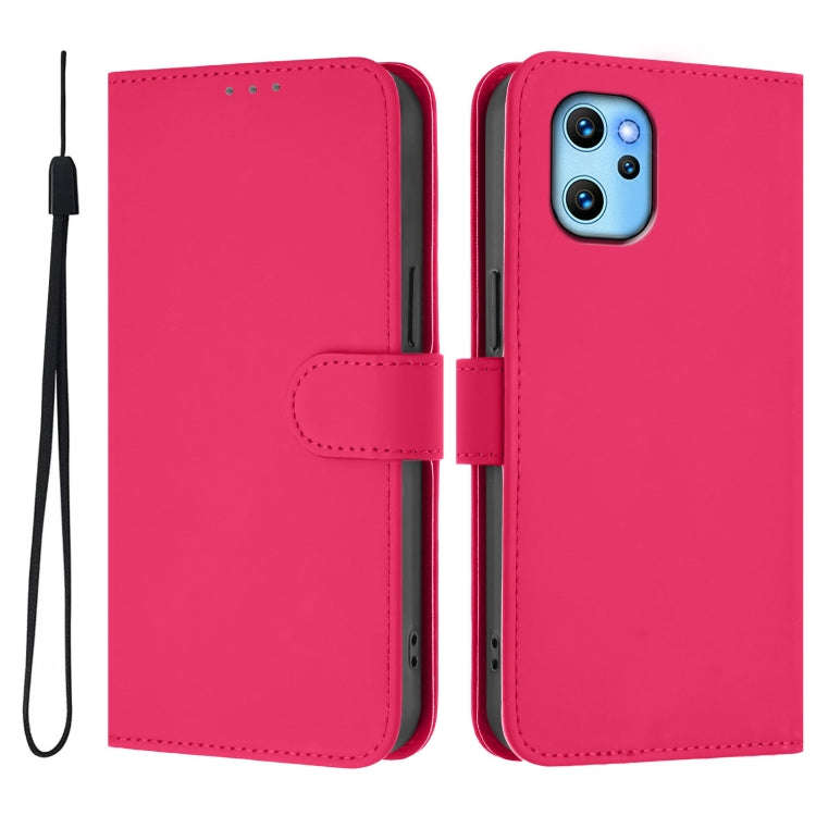 For Umidigi Power 7 Max Skin Feel Solid Color Leather Phone Case with Lanyard(Rose Red)