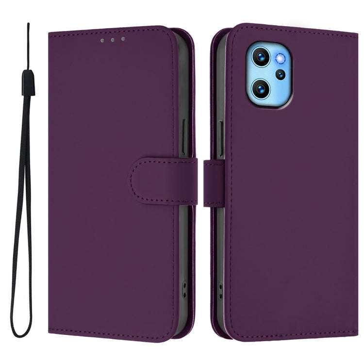 For Umidigi Power 7 Max Skin Feel Solid Color Leather Phone Case with Lanyard(Violet)