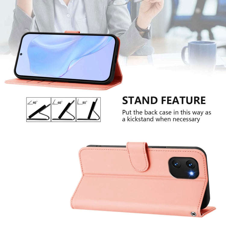 For Umidigi Power 7 / 7S Skin Feel Solid Color Leather Phone Case with Lanyard(Pink)