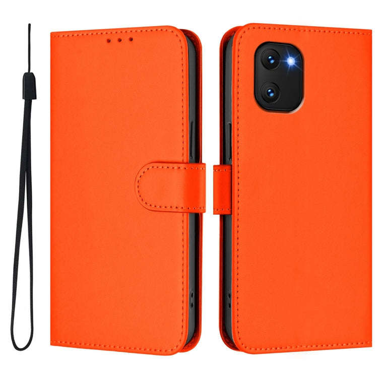 For Umidigi Power 7 / 7S Skin Feel Solid Color Leather Phone Case with Lanyard(Orange)