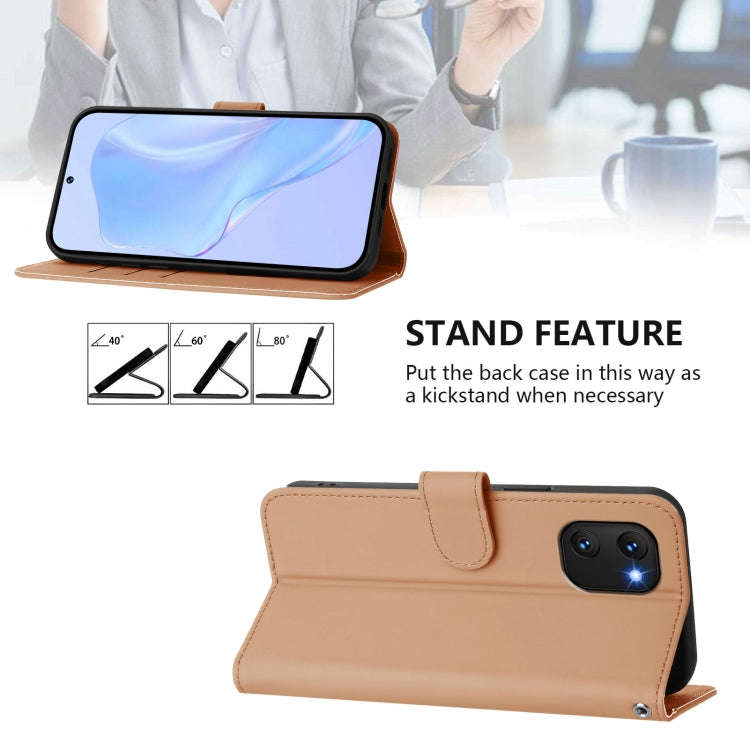 For Umidigi Power 7 / 7S Skin Feel Solid Color Leather Phone Case with Lanyard(Nude)