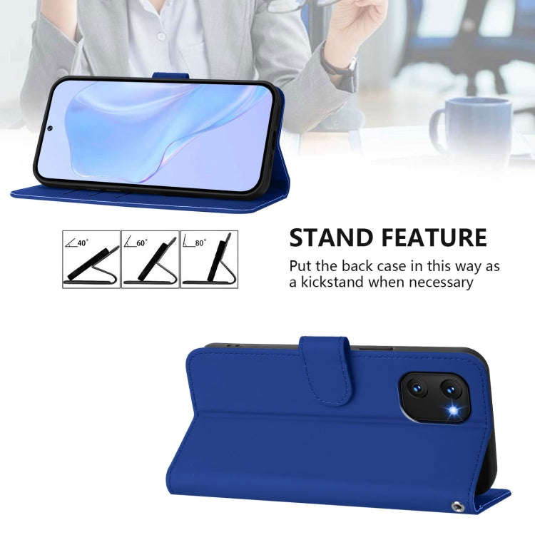 For Umidigi Power 7 / 7S Skin Feel Solid Color Leather Phone Case with Lanyard(Dark Blue)