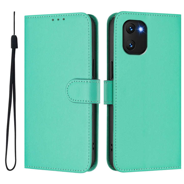 For Umidigi Power 7 / 7S Skin Feel Solid Color Leather Phone Case with Lanyard(Green)