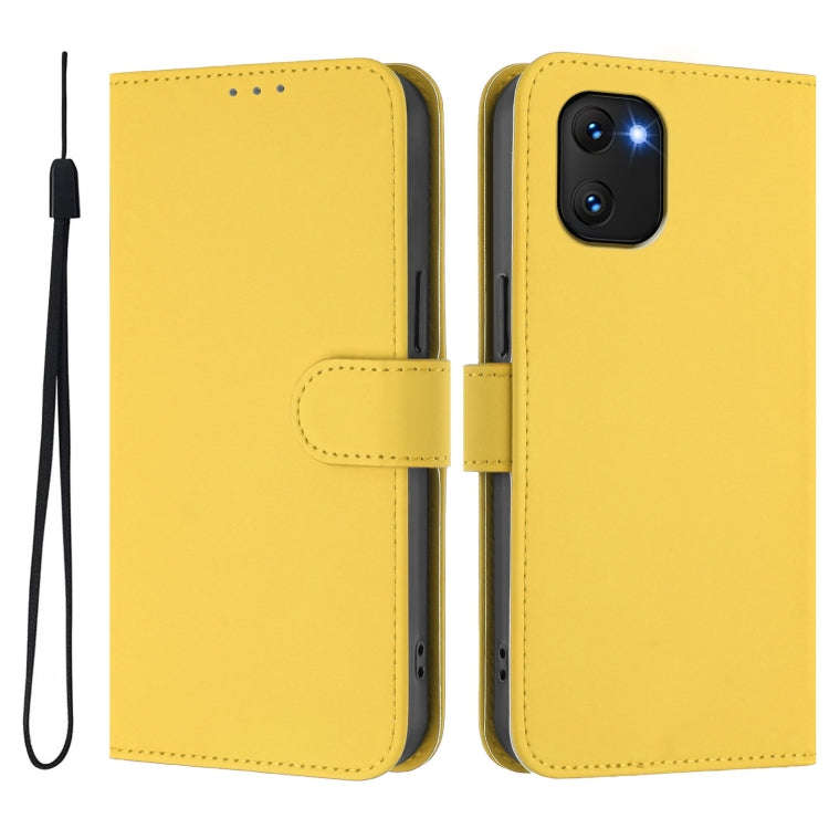 For Umidigi Power 7 / 7S Skin Feel Solid Color Leather Phone Case with Lanyard(Lemon Yellow)
