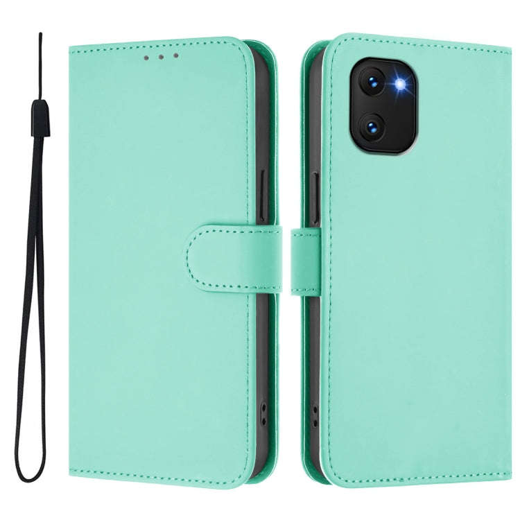 For Umidigi Power 7 / 7S Skin Feel Solid Color Leather Phone Case with Lanyard(Mint Green)