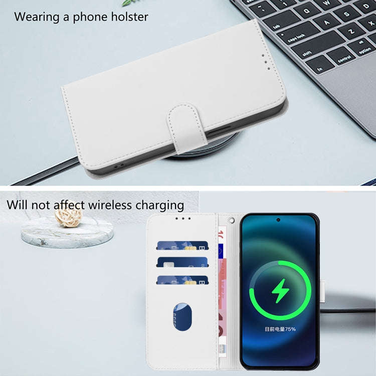 For Umidigi Power 7 / 7S Skin Feel Solid Color Leather Phone Case with Lanyard(White)