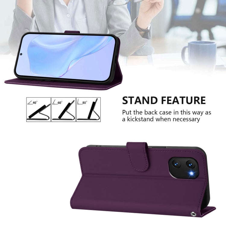 For Umidigi Power 7 / 7S Skin Feel Solid Color Leather Phone Case with Lanyard(Violet)