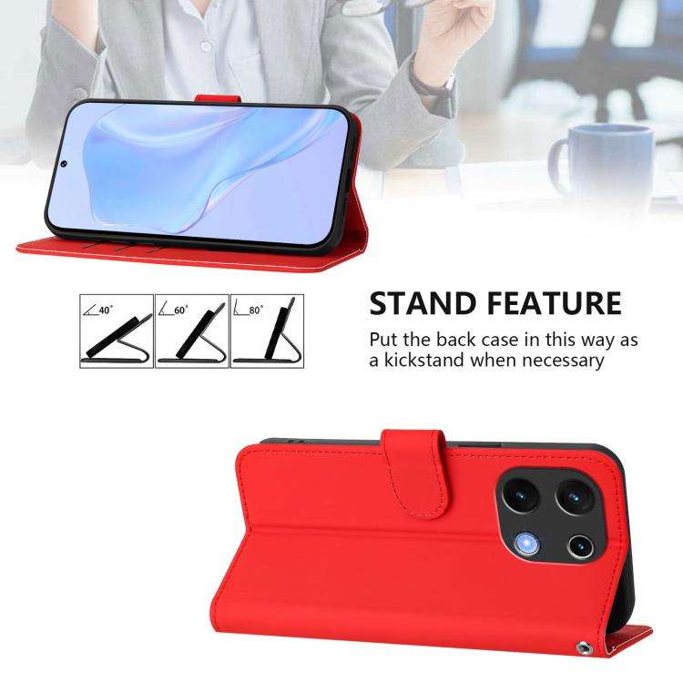 For Umidigi Note 100 Skin Feel Solid Color Leather Phone Case with Lanyard(Red)