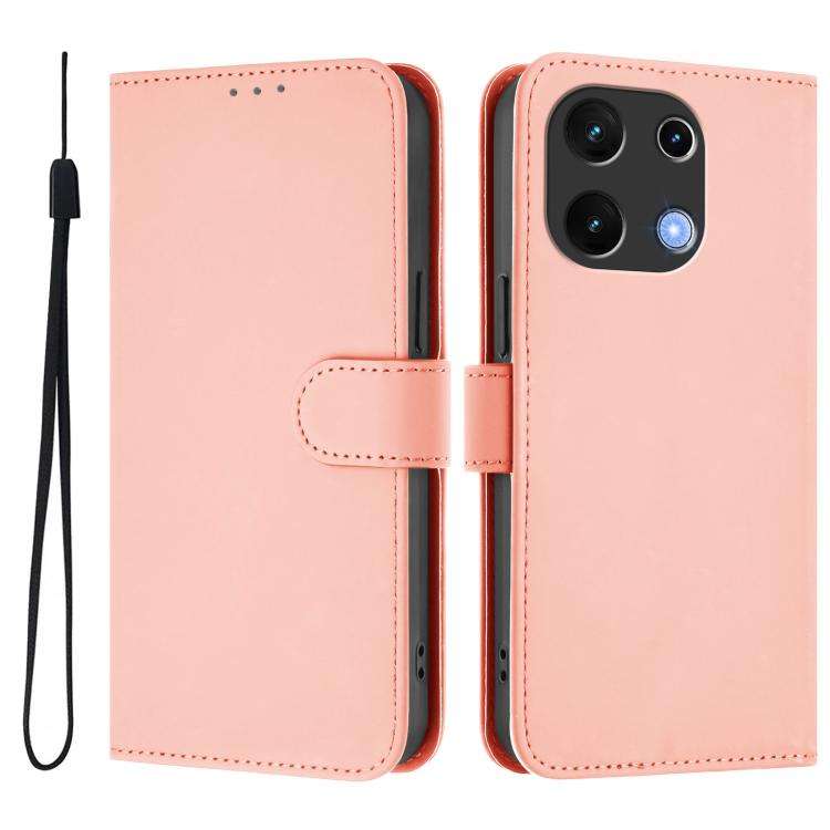 For Umidigi Note 100 Skin Feel Solid Color Leather Phone Case with Lanyard(Pink)