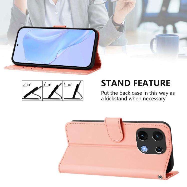 For Umidigi Note 100 Skin Feel Solid Color Leather Phone Case with Lanyard(Pink)