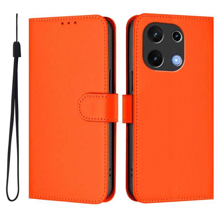 For Umidigi Note 100 Skin Feel Solid Color Leather Phone Case with Lanyard(Orange)