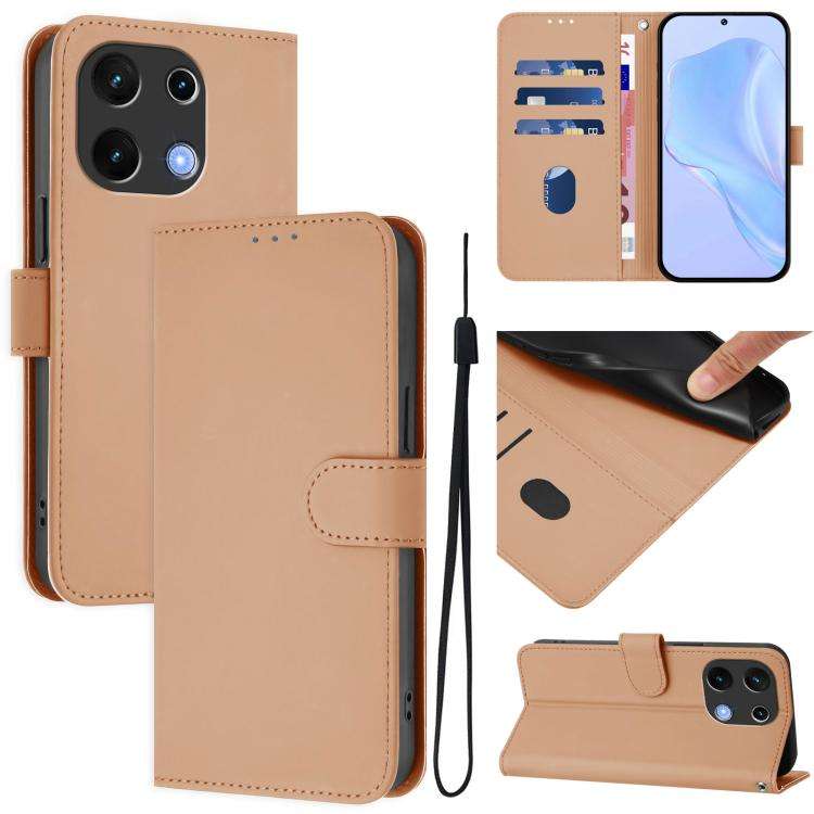 For Umidigi Note 100 Skin Feel Solid Color Leather Phone Case with Lanyard(Nude)