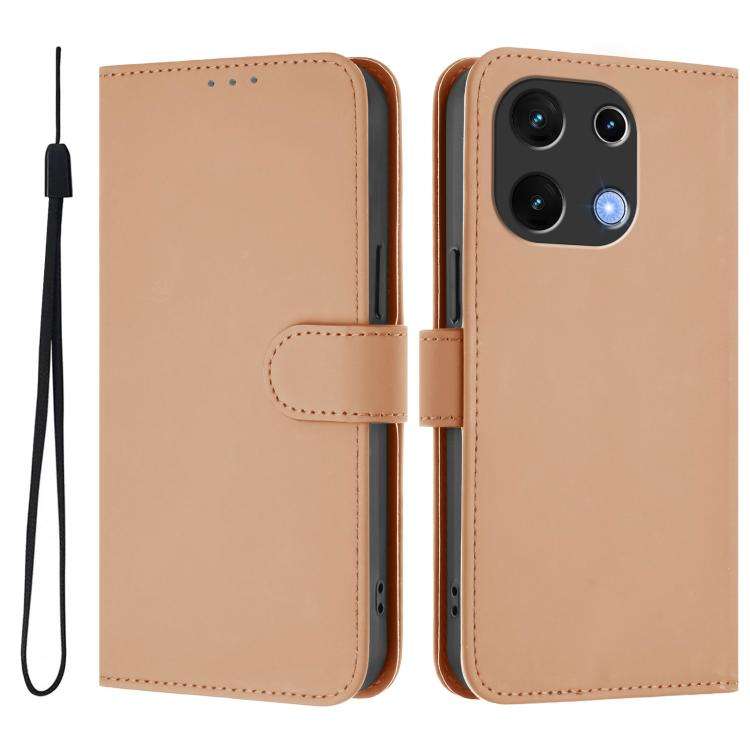 For Umidigi Note 100 Skin Feel Solid Color Leather Phone Case with Lanyard(Nude)