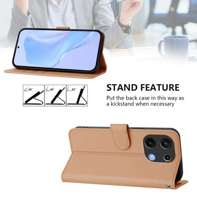 For Umidigi Note 100 Skin Feel Solid Color Leather Phone Case with Lanyard(Nude)