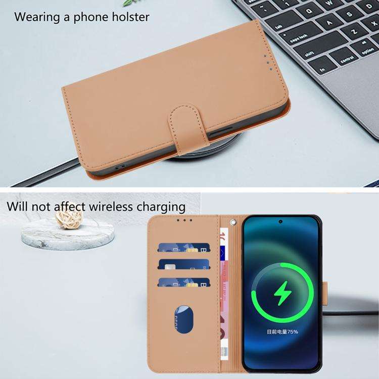 For Umidigi Note 100 Skin Feel Solid Color Leather Phone Case with Lanyard(Nude)