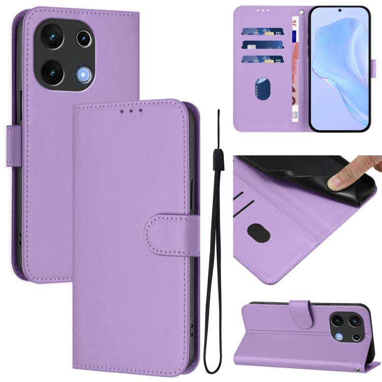 For Umidigi Note 100 Skin Feel Solid Color Leather Phone Case with Lanyard(Lavender Purple)