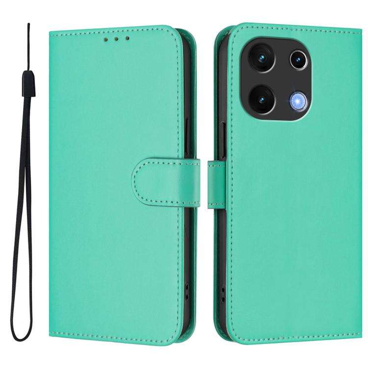 For Umidigi Note 100 Skin Feel Solid Color Leather Phone Case with Lanyard(Green)