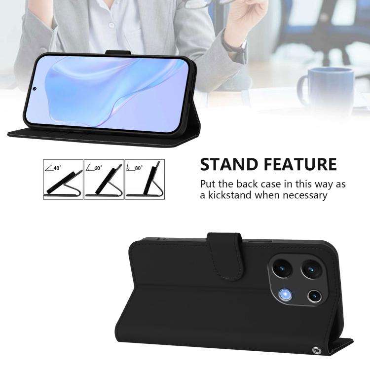 For Umidigi Note 100 Skin Feel Solid Color Leather Phone Case with Lanyard(Black)