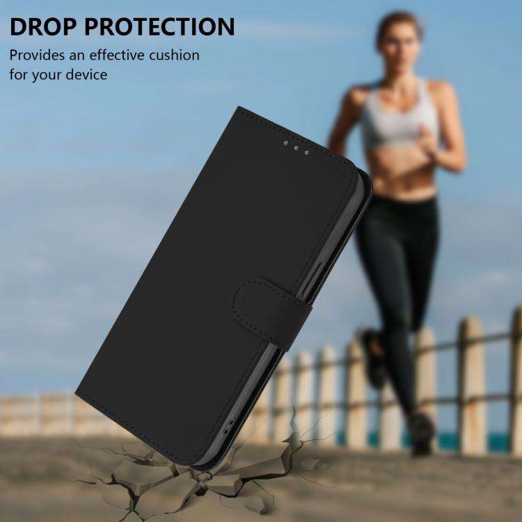 For Umidigi Note 100 Skin Feel Solid Color Leather Phone Case with Lanyard(Black)
