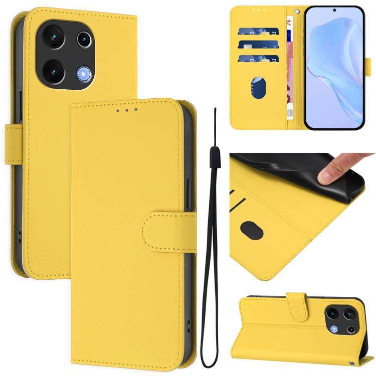 For Umidigi Note 100 Skin Feel Solid Color Leather Phone Case with Lanyard(Lemon Yellow)