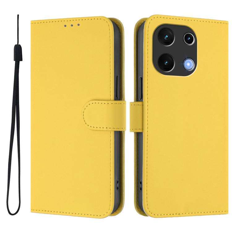 For Umidigi Note 100 Skin Feel Solid Color Leather Phone Case with Lanyard(Lemon Yellow)