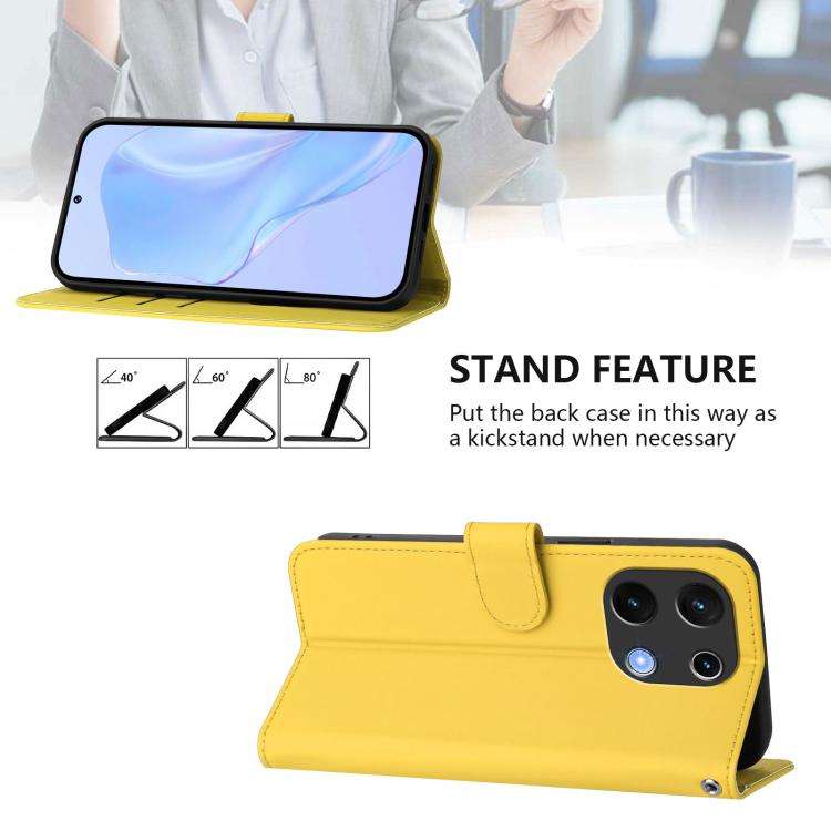 For Umidigi Note 100 Skin Feel Solid Color Leather Phone Case with Lanyard(Lemon Yellow)