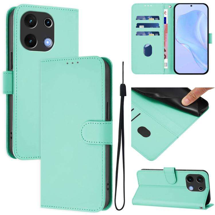 For Umidigi Note 100 Skin Feel Solid Color Leather Phone Case with Lanyard(Mint Green)