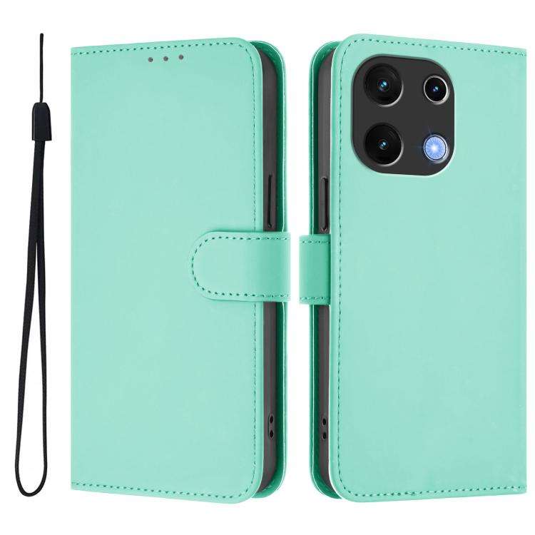 For Umidigi Note 100 Skin Feel Solid Color Leather Phone Case with Lanyard(Mint Green)