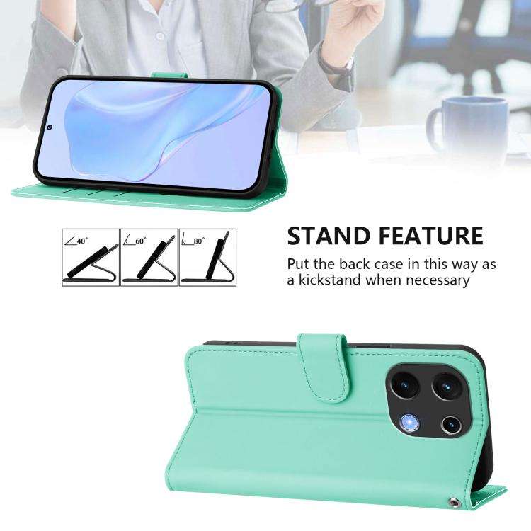 For Umidigi Note 100 Skin Feel Solid Color Leather Phone Case with Lanyard(Mint Green)