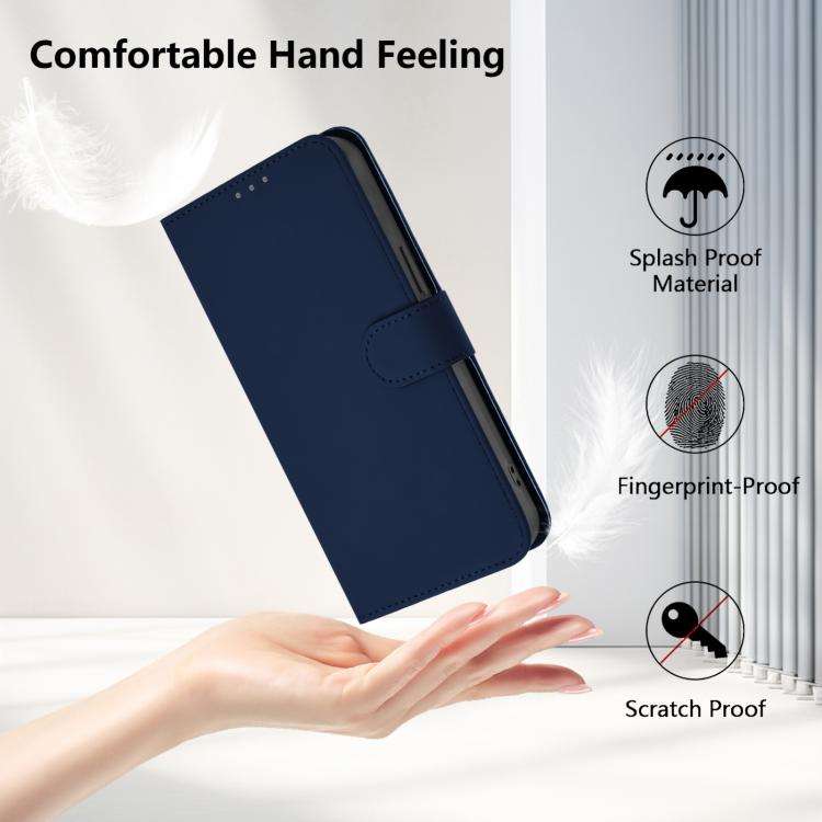 For Umidigi Note 100 Skin Feel Solid Color Leather Phone Case with Lanyard(Navy Blue)