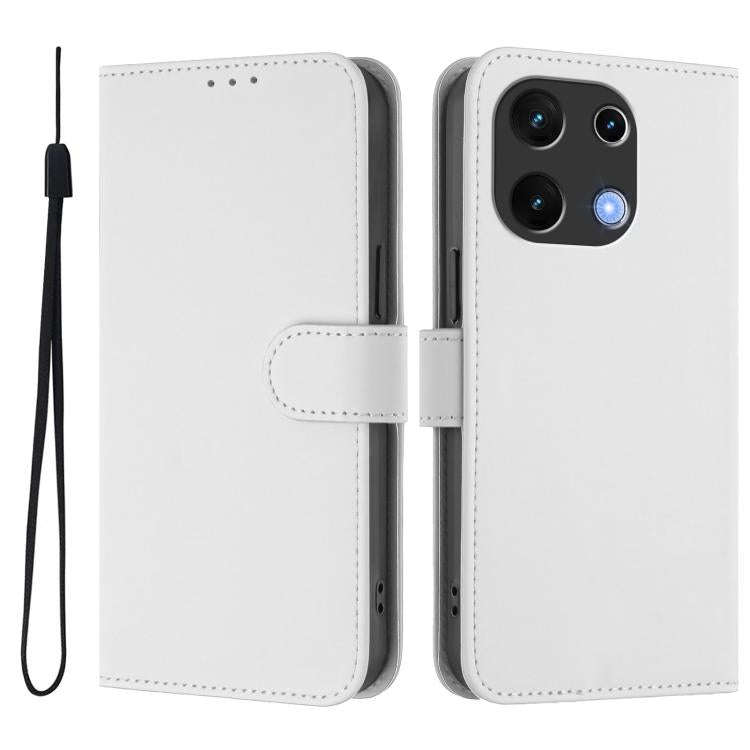 For Umidigi Note 100 Skin Feel Solid Color Leather Phone Case with Lanyard(White)