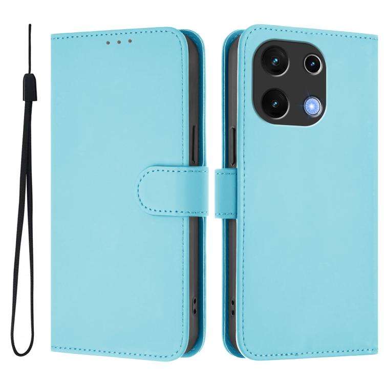 For Umidigi Note 100 Skin Feel Solid Color Leather Phone Case with Lanyard(Sky Blue)