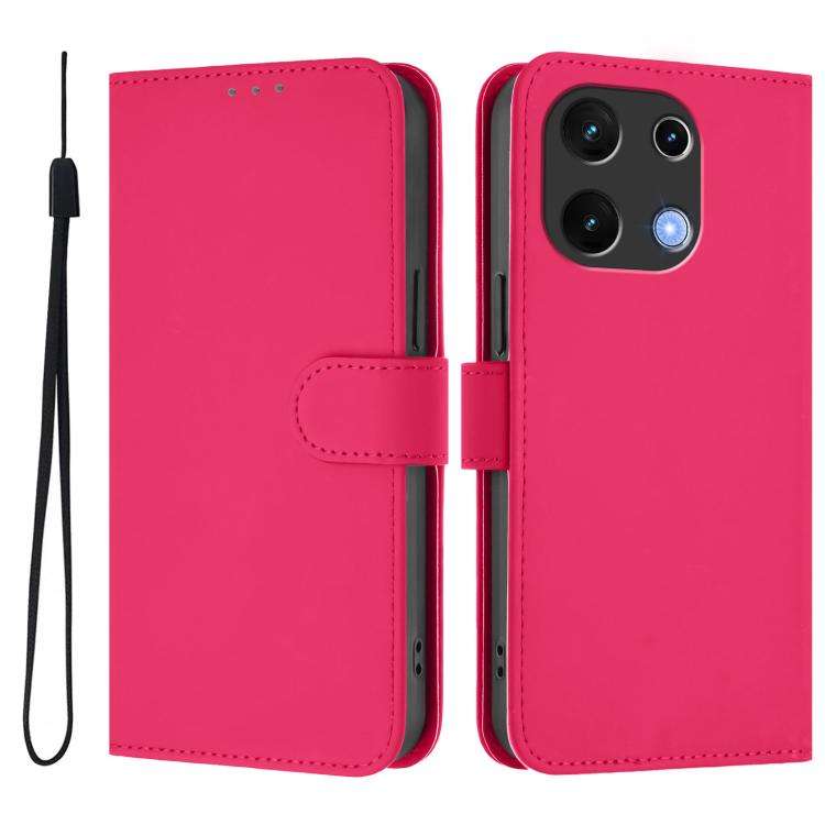 For Umidigi Note 100 Skin Feel Solid Color Leather Phone Case with Lanyard(Rose Red)