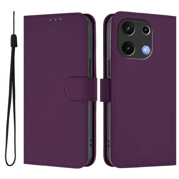 For Umidigi Note 100 Skin Feel Solid Color Leather Phone Case with Lanyard(Violet)