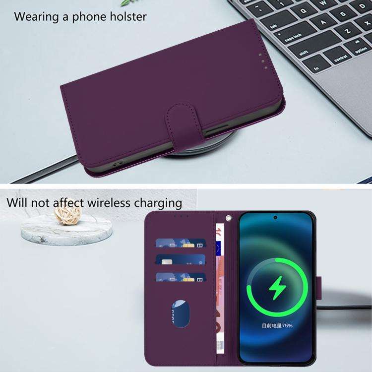 For Umidigi Note 100 Skin Feel Solid Color Leather Phone Case with Lanyard(Violet)