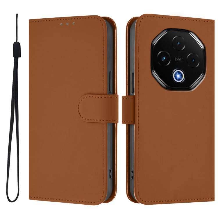 For Umidigi G100 Pro Skin Feel Solid Color Leather Phone Case with Lanyard(Brown)