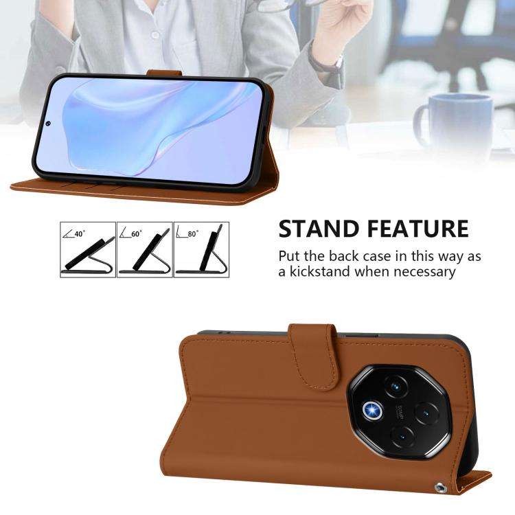 For Umidigi G100 Pro Skin Feel Solid Color Leather Phone Case with Lanyard(Brown)
